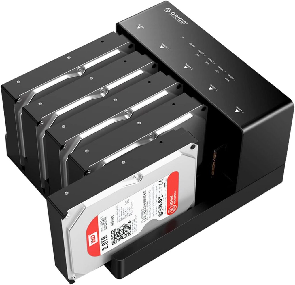 USB to SATA 5 Bay Hard Drive Docking Station with Duplicator Offline Clone Function