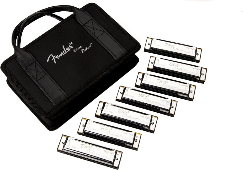 Fender Blues Deluxe Harmonicas - Set of 7 with Case