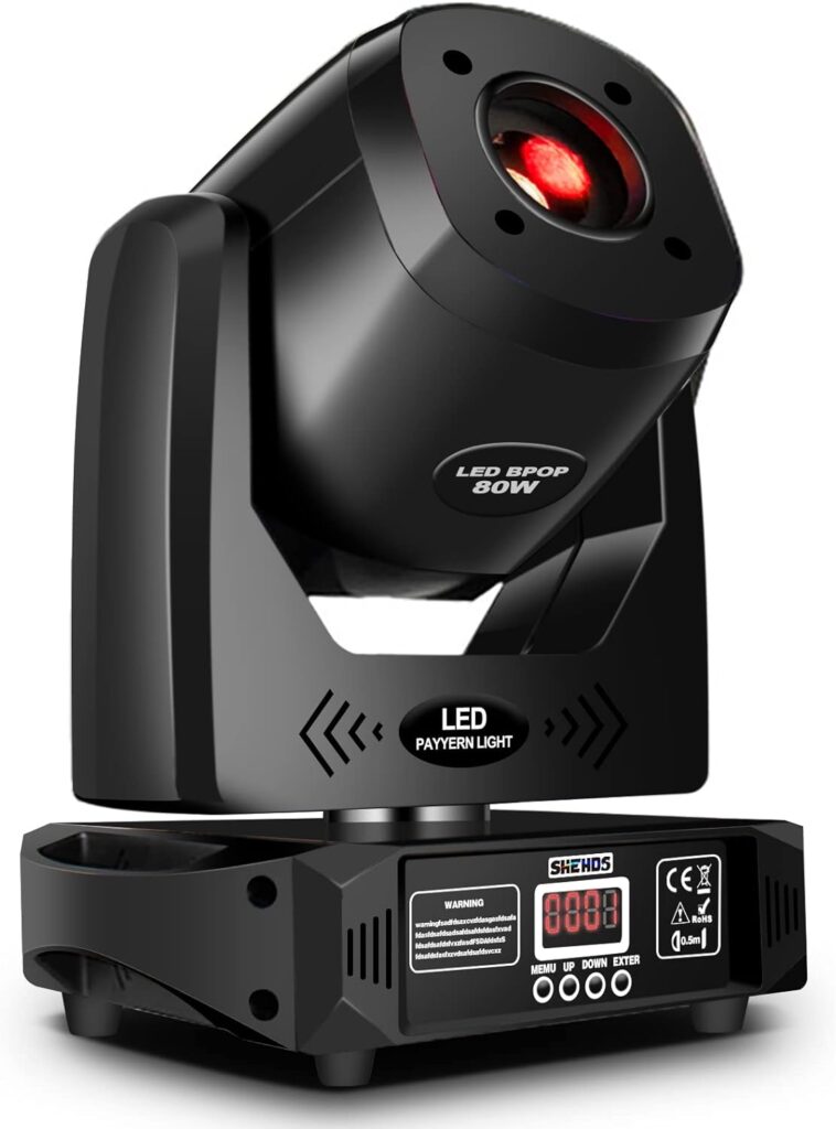 Head Light LED 80W Moving Spotlights - 8 Colors 8 Gobos 3-Facet Rotatable Prism