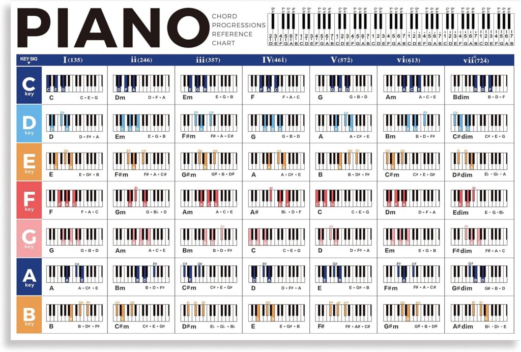 Piano Chord Chart Poster - We Rock Your World!