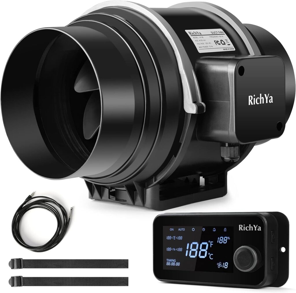 Inline Duct Fan with Temperature Humidity Controller