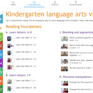 Kindergarten Language Arts Videos
