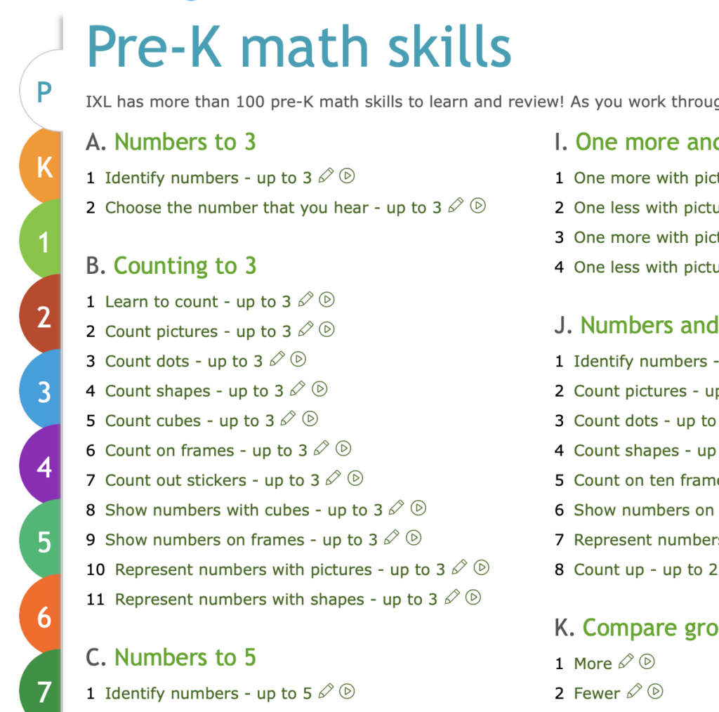 Preschool Math Skills