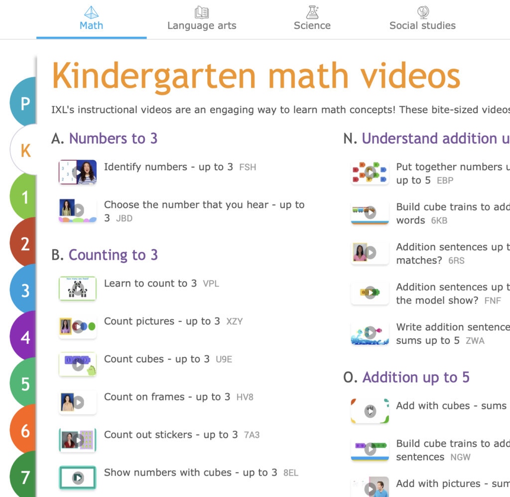 Kindergarten Math Videos
